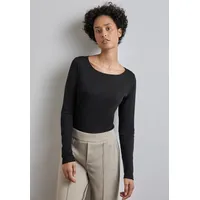 STREET ONE Damen A322291 Shirt Mit U-Boot-Ausschnitt, Schwarz, 38