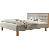 Hasena Polsterbett Noah 25 Eiche bright | Stoff beige