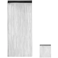 Relaxdays 3 x Fadenvorhang schwarz 90x245 Schwarz