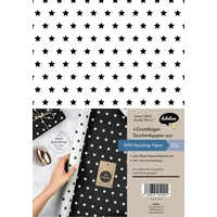 Dabelino Geschenkpapier-Set Sterne (schwarz/weiß)