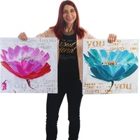 MCW Wandbild Orchidee, 100% handgemaltes Ölgemälde Gemälde XL, 100x50cm