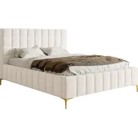 Selsey Polsterbett mit Lattenrost und Bettkasten, Chenille-Bezug in Creme,