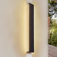 LINDBY LED-Solar-Wandleuchte Laarni, dimmbar IP54, schwarz