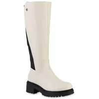 VAN HILL Damen Klassische Stiefel Profilsohle Schuhe Beige, 38