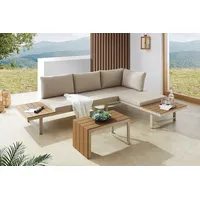 Riess-Ambiente Wetterfestes Gartenmöbel Set IBIZA MODULAR LOUNGE 250cm champagner