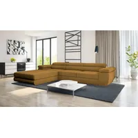 Goldstoff Ecksofa mit Schlaffunktion und Bettkasten VENUS TWIN -