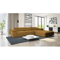 Goldstoff Ecksofa mit Schlaffunktion und Bettkasten VENUS TWIN -