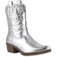 VAN HILL Cowboy Boots in Silber PU