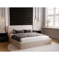 GRAINGOLD Polsterbett mit Bettkasten, 140x200 Beige Samt, Monaco