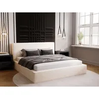 GRAINGOLD Polsterbett mit Bettkasten, 140x200, Creme Samt, Monaco
