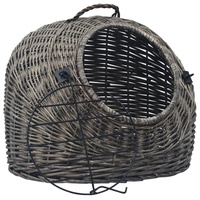 VidaXL Katzen-Transportkorb Grau 45x35x35 cm Natürliche Weide
