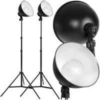 Tectake tectake® 2er-Set Studioleuchte, mit Lampenschirm und ausziehbarem Stativ,