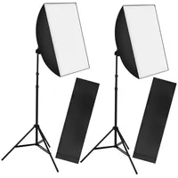 Tectake tectake® 2er-Set Studioleuchte, mit Softbox und ausziehbarem Stativ,