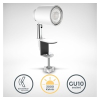 B.K.Licht LED Klemmleuchte, weiß, 1xLED/GU10/5W