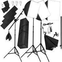 Tectake tectake® Fotostudio-Set, mit Softboxen, ausziehbaren Stativen und ausziehbarem