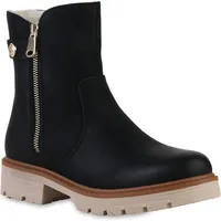 VAN HILL Damen Klassische Stiefeletten Blockabsatz Zipper Trendy Schuhe