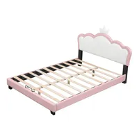 XDOVET Kinderbett Polsterbett 90 x 200 cm Holz rosa