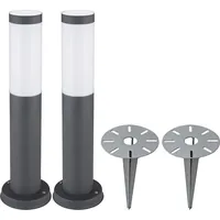 ETC Shop 2x Sockelleuchte, Edelstahl anthrazit, Erdspieß