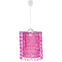 ETC Shop RGB LED Hängeleuchte, Kristalle pink 22,5 cm