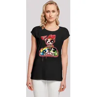 F4NT4STIC Extended Shoulder T-Shirt Powerpuff Girls Cheerleaders in schwarz