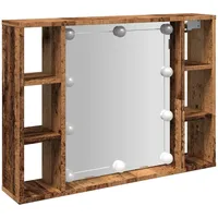 VidaXL Spiegelschrank mit LED-Leuchten Altholz-Optik 76x15x55 cm