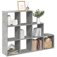VidaXL Raumteiler-Bücherregal 3 Stufen Betongrau 137,5x29x103,5 cm