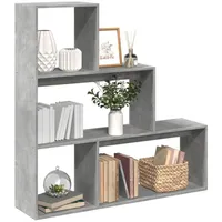 VidaXL Raumteiler-Bücherregal 3 Stufen Betongrau 123x29x123 cm