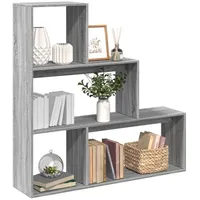 VidaXL Raumteiler-Bücherregal 3 Stufen Grau Sonoma 123x29x123 cm