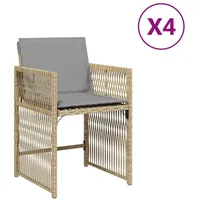 VidaXL Gartenstühle mit Kissen 4 Stk. Beigemischung Poly Rattan
