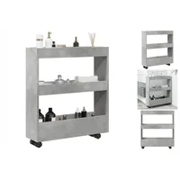 VidaXL Aufbewahrungswagen Schmal 3 Etagen Betongrau Holzwerkstoff