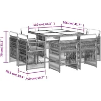 VidaXL 9-tlg. Garten-Essgruppe mit Kissen Beigemischung Poly Rattan