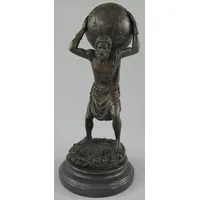 Casa Padrino Jugendstil Bronze Skulptur Mann mit Kugel Bronzefarben