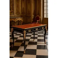 Casa Padrino Luxus Barock Schreibtisch Schwarz / Gold /