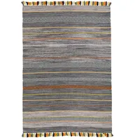 Pergamon Natur Teppich Bauwolle Kelim Kalleen Anthrazit, in 6