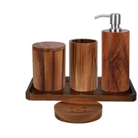 Houseproud Timber Craft 5 Teile Badset aus Akazienholz