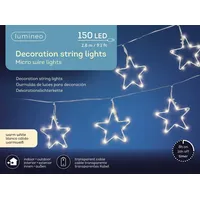 Lumineo Stern-Lichterkette 150 LED 2,8 m warm weiß, transp.
