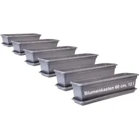2friends Balkon Blumenkasten Set 60cm, 6er-Pack, mit Untersetzer, Kunststoff,
