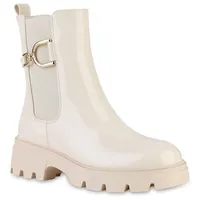 VAN HILL Damen Klassische Stiefeletten in Beige Lack