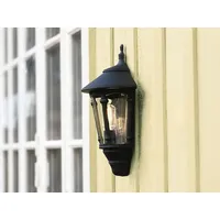 MeineWunschleuchte LED Außenwandleuchte, Wandlaterne Halbschale Landhausstil Terrassenlampe Schwarz -