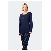 HAJO Damen Schlafanzug, Premium Cotton, Marine, 36/38 - 36-38