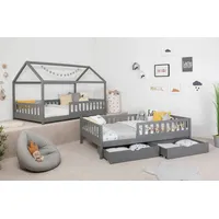 TICAA 2 in 1 Hausbett Bodenbett wandelbar mit abnehmbaren