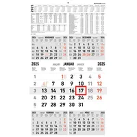 Zettler - 5-Monatskalender 2025 rot, 33x45cm, Bürokalender mit Jahresübersicht,