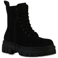 VAN HILL Plateau Boots in Schwarz Velours