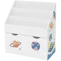 Joyz Kinder Bücherregal, Weltraum, 62,5x30x70 cm, Weiß, Kinderregal mit