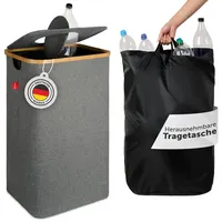 Blumtal Pflandflaschen Sammelbehälter 100L - Bambus Pfandflaschen Organizer mit