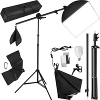 Tectake tectake® Studioleuchte, mit Softbox und ausziehbarem Galgenstativ, 6500K