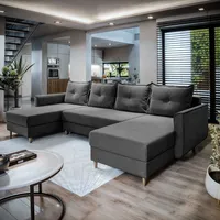 Masseno Ecksofa VERNI mit Schlaffunktion U-Form, Sofa mit Bettkasten,