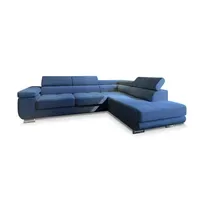 Masseno Eckcouch Polyester mit Schlaffunktion 2-Sitzer Blau