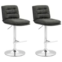 CLP 2er Set Barhocker Damar Stoff dunkelgrau/chrom