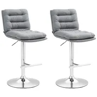 CLP 2er Set Barhocker Damar Stoff grau/chrom